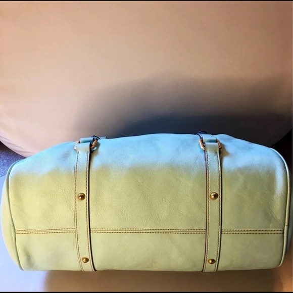 Dooney & Bourke large Florentine satchel in Aqua with strap - Picture 3 of 12